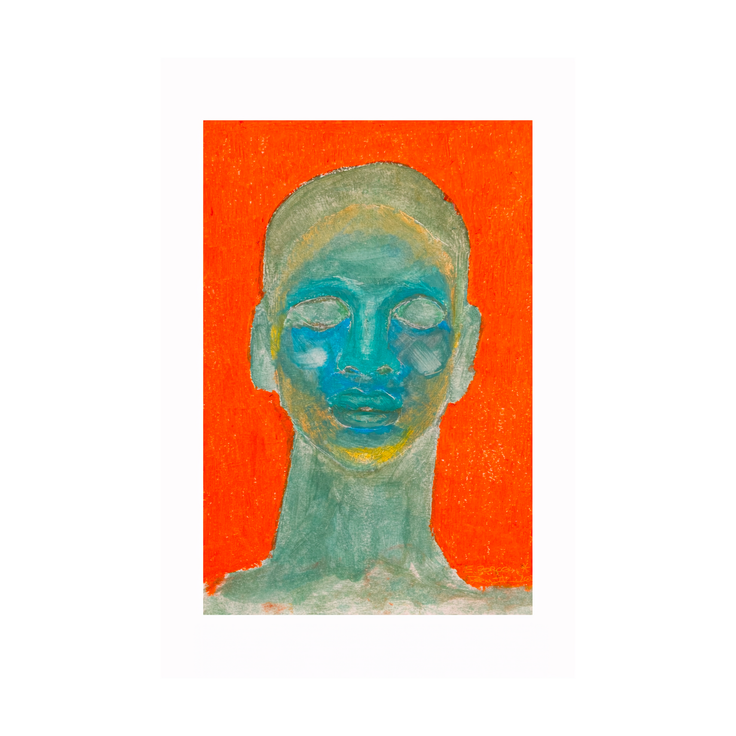 BRONZE STATUE - Oil Pastels on 200 g/m2 paper