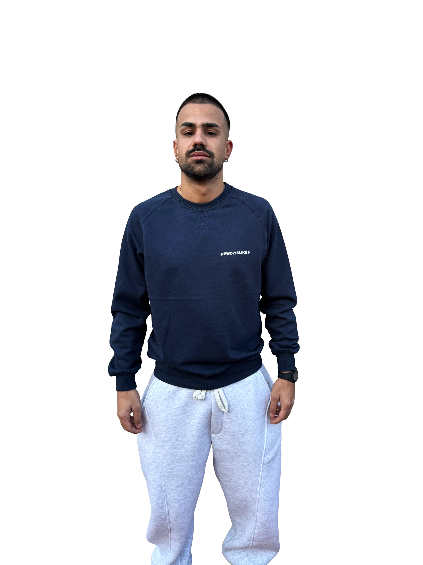 FELPA GIROCOLLO RAGLAN BLU NAVY REWOZISLIKE ©