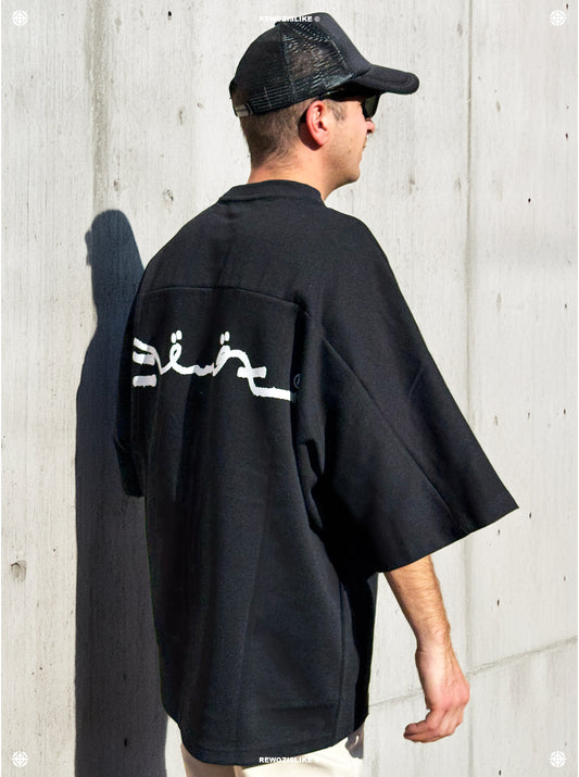 BLACK HYPERSIZED TEE REWOZISLIKE©